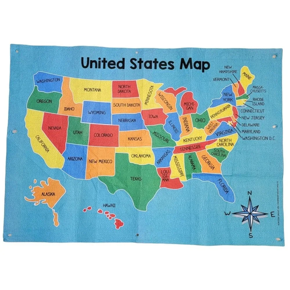 Colorful United States of America Felt Map 24x33